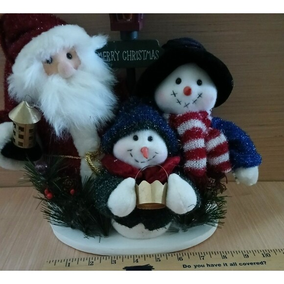 Merry Christmas Stuffed Santa Clause & Snowmen Figurines Holiday Decoration - Picture 11 of 13